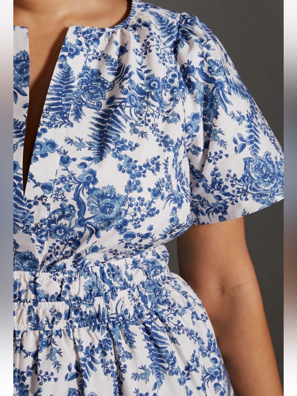 Anthropologie Cotton Somerset Tiered Maxi Dress In Blue Chinoiserie Size Medium - Picture 4 of 16